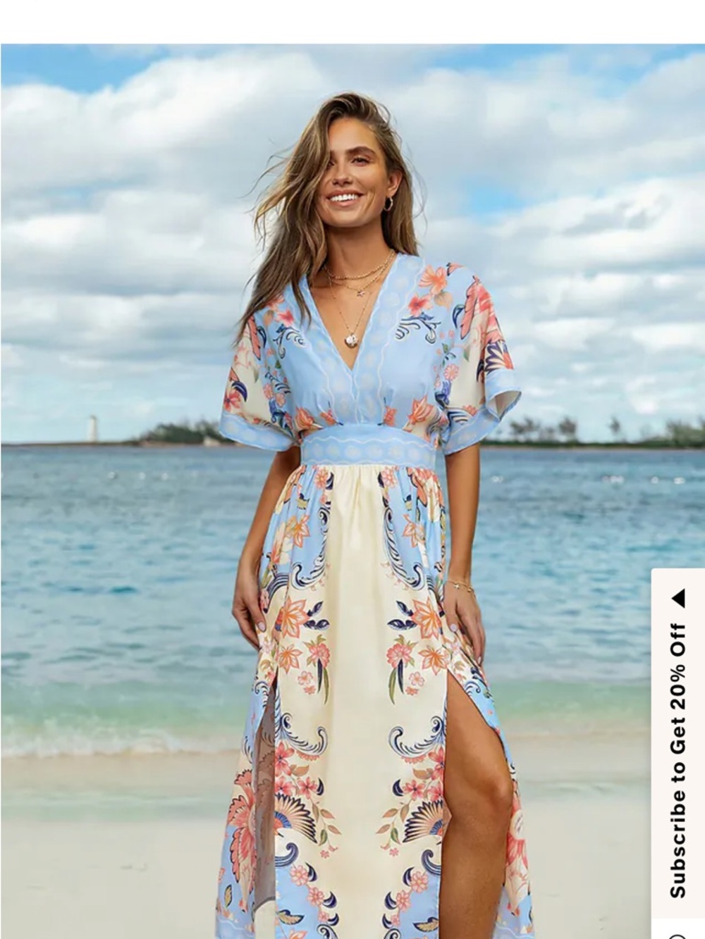 Cupshe Light Blue and Cream Floral Maxi Dress - Picture 9 of 16